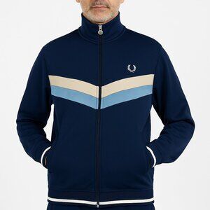 Fred Perry Sportswear Track Jacket | Navy Blue Chevron Stripe | Made in Portugal